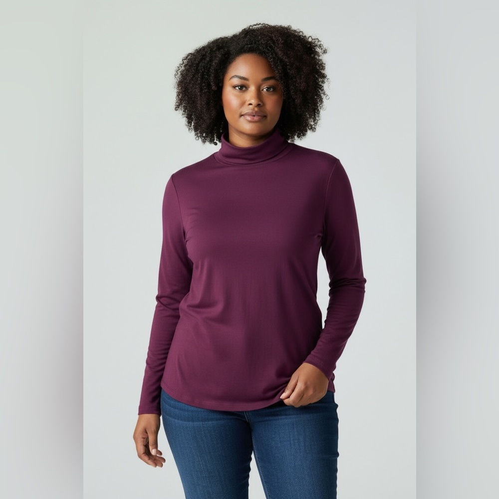 Lane Bryant Pretty & Perfect Stretch Cotton Turtleneck Purple Size 18/20